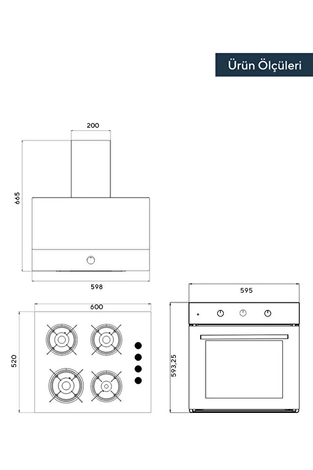 Dizayn Beyaz Cam Ankastre Set